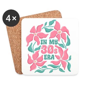 Années 30 pour anniversaire fille femme fleurs - Dessous de verre (lot de 4) - blanc - Devant