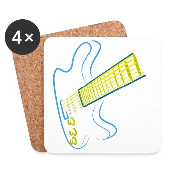 Blaues Gitarren Design - Untersetzer (4er-Set) - Weiß - Vorne