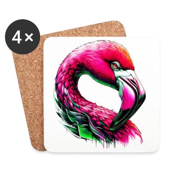 Flamant - Dessous de verre (lot de 4) - blanc - Devant