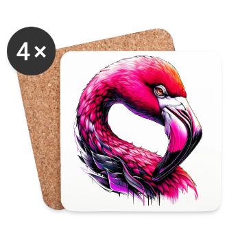 Flamant - Dessous de verre (lot de 4) - blanc - Devant