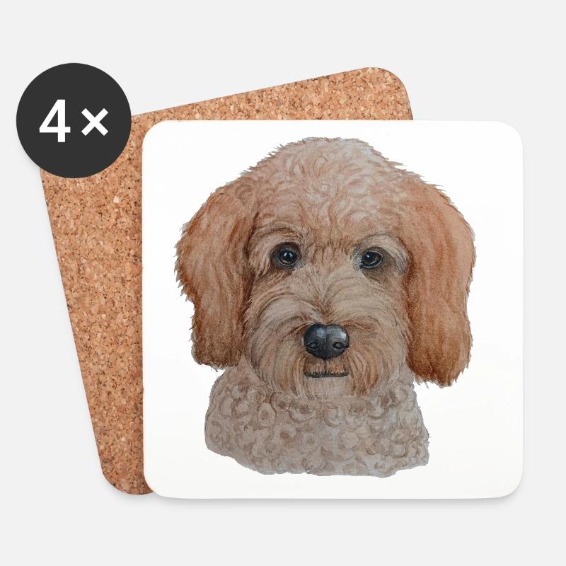 Labradoodle - Coasters (set of 4) - white