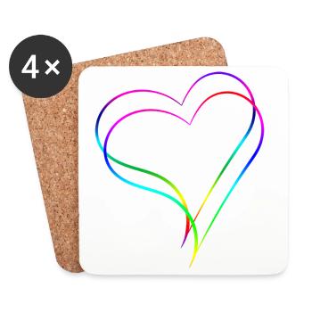 Herzen Regenbogen - Liebe - Untersetzer (4er-Set) - Weiß - Vorne
