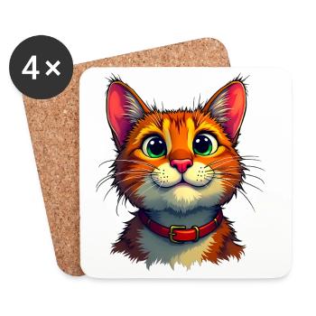 Chat mignon - Dessous de verre (lot de 4) - blanc - Devant