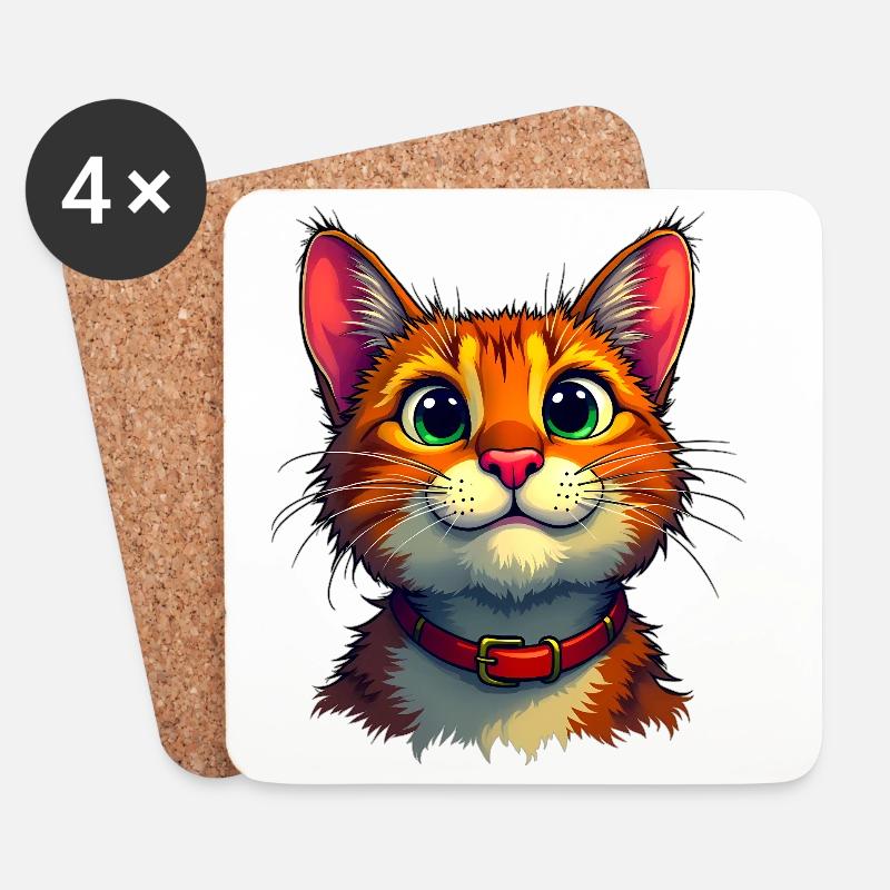 Süße Katze - Untersetzer (4er-Set) - Weiß