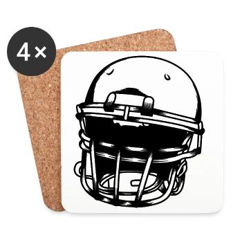 American Football Helm Skizze - Untersetzer (4er-Set) - Weiß - Vorne