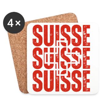 Drapeau de la Suisse, fierté suisse - Dessous de verre (lot de 4) - blanc - Devant