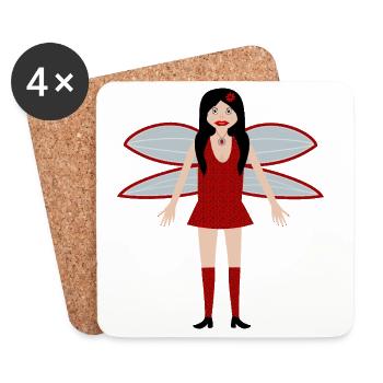 Ladybird Fairy Fantasy Art - Coasters (set of 4) - white - Front