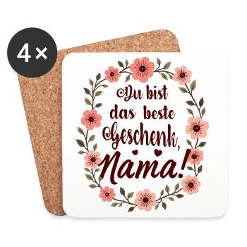 Du bist das beste Geschenk Mama ! - Untersetzer (4er-Set) - Weiß - Vorne