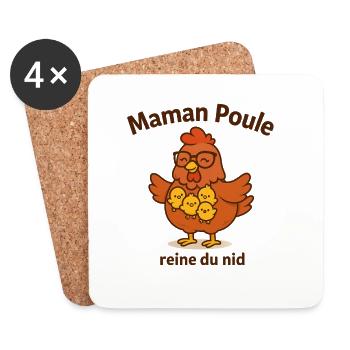 Mama Henne Königin des Nestes Illustration - Untersetzer (4er-Set) - Weiß - Vorne
