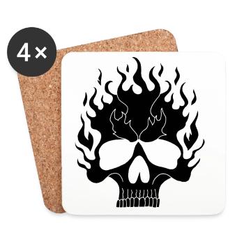 Black Flaming Skull - Coasters (set of 4) - white - Front