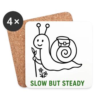 Wanderschnecke Slow but Steady - Untersetzer (4er-Set) - Weiß - Vorne