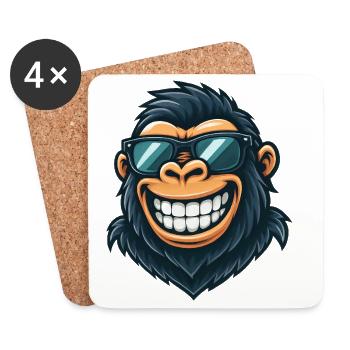 Cool Gorilla Sunglasses Summer Grin - Coasters (set of 4) - white - Front