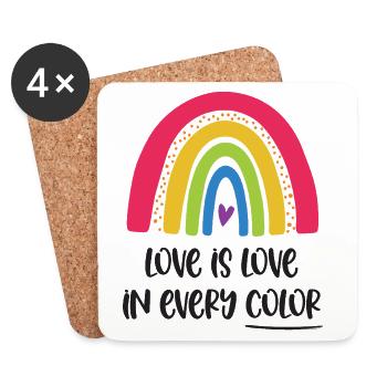 Mois de la fierté LGBTQ - L’amour, c’est l’amour dans toutes les couleurs - Dessous de verre (lot de 4) - blanc - Devant