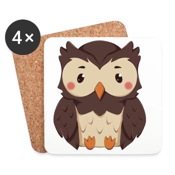 Owl - Coasters (set of 4) - white - Front