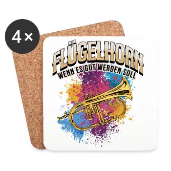 Flügelhorn - Wenn es gut werden soll - Blasmusik - Untersetzer (4er-Set) - Weiß - Vorne