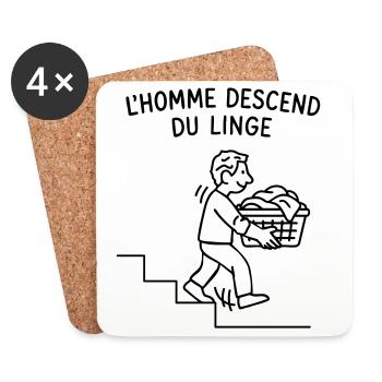L'homme descend du linge - Dessous de verre (lot de 4) - blanc - Devant