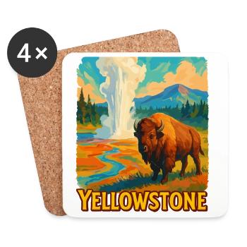 Yellowstone Bison Geysir - Untersetzer (4er-Set) - Weiß - Vorne