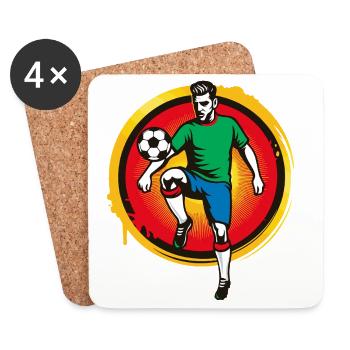 Footballeur puissant – Graphismes de sport rétro - Dessous de verre (lot de 4) - blanc - Devant