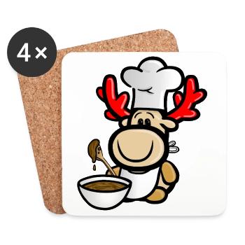 Renne Elmondo cuisant en hiver - Dessous de verre (lot de 4) - blanc - Devant