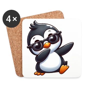 Cool Pingouin Dab Danse Gamer Enfants Arctique - Dessous de verre (lot de 4) - blanc - Devant