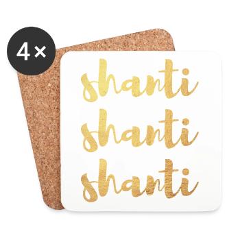 Gold Shanti Meditation Namaste Yoga Manuscript om - Coasters (set of 4) - white - Front