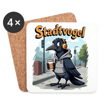 Stadtvogel – Die chilligste Krähe der City - Untersetzer (4er-Set) - Weiß - Vorne