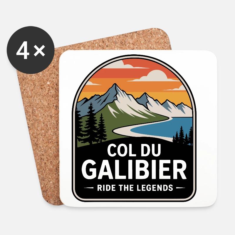 Col du Galibier Radsport-Panel - Untersetzer (4er-Set) - Weiß