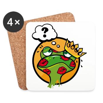 Grenouille embrassée avec couronne et point d’interrogation - Dessous de verre (lot de 4) - blanc - Devant