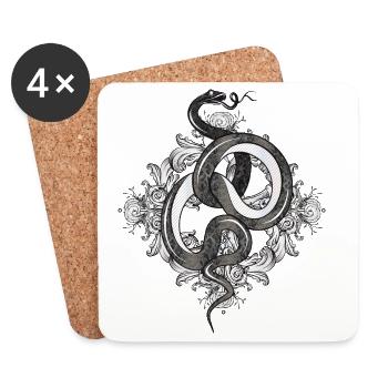 Mystisches Schlangen Ornament–elegant & kraftvoll - Untersetzer (4er-Set) - Weiß - Vorne