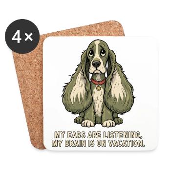My ears are listening, my brain is - Coasters (set of 4) - white - Front
