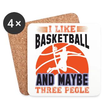 Ich mag Basketball und vielleicht drei Leute - Untersetzer (4er-Set) - Weiß - Vorne