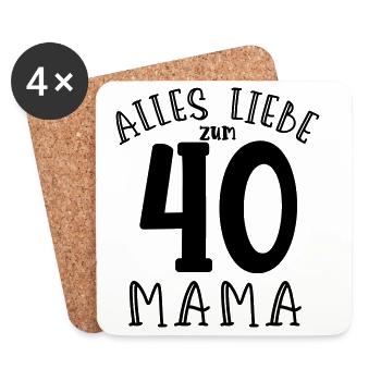 Joyeux 40e anniversaire maman - Dessous de verre (lot de 4) - blanc - Devant
