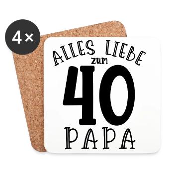 Joyeux 40e anniversaire papa - Dessous de verre (lot de 4) - blanc - Devant