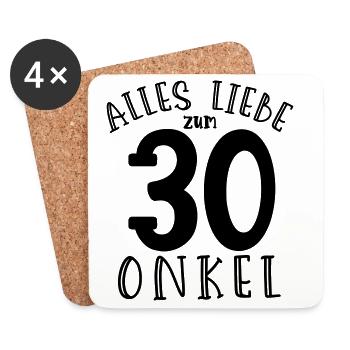 Alles Liebe zum 30. Geburtstag Onkel - Untersetzer (4er-Set) - Weiß - Vorne
