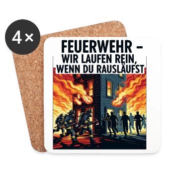 Pompiers : Nous arrivons - Dessous de verre (lot de 4) - blanc - Devant
