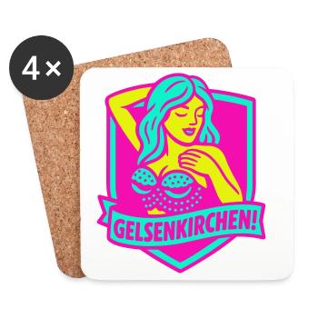 Gelsenkirchen Superstar en rose - Dessous de verre (lot de 4) - blanc - Devant