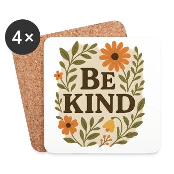 Kind Flower Message Be Kind - Coasters (set of 4) - white - Front