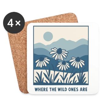 Where the wild ones are - Wildblumen, Almwiesen - Untersetzer (4er-Set) - Weiß - Vorne