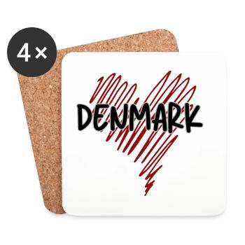 Fierté danoise, cœur Danemark - Dessous de verre (lot de 4) - blanc - Devant