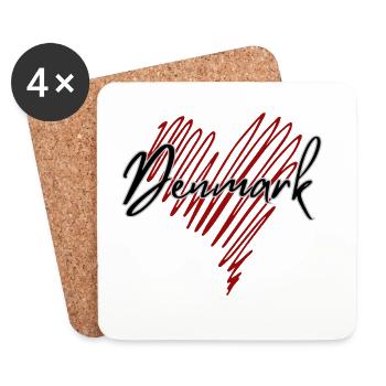 Danish pride, I love Denmark - Coasters (set of 4) - white - Front