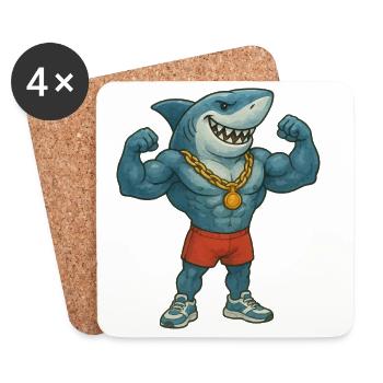 hai-comic-bodybuilder - Untersetzer (4er-Set) - Weiß - Vorne