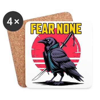 Samurai Raven Fear None Design - Coasters (set of 4) - white - Front