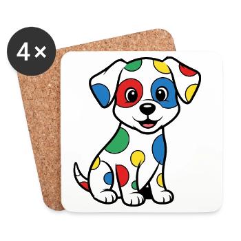 Colorful Dalmatian Dog Illustration - Coasters (set of 4) - white - Front