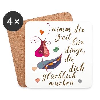 Nimm dir Zeit - Untersetzer (4er-Set) - Weiß - Vorne
