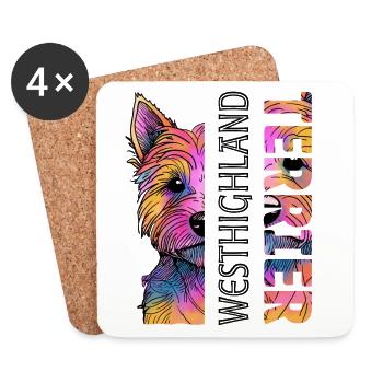 Colorful West Highland Terrier - Coasters (set of 4) - white - Front