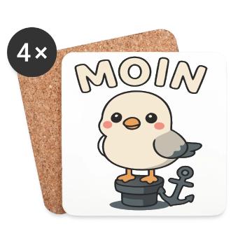 Moin - Möwedesign - Untersetzer (4er-Set) - Weiß - Vorne