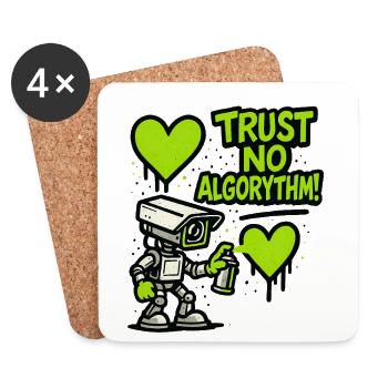 Robot with heart and anti-algorithm message - Coasters (set of 4) - white - Front