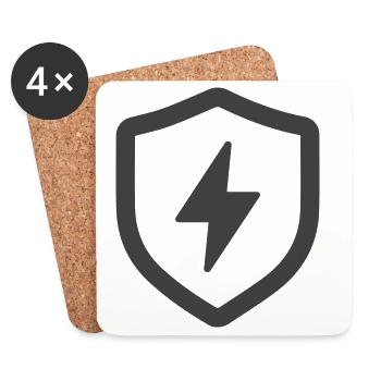 Electric Energy Shield Icon Logo - Coasters (set of 4) - white - Front
