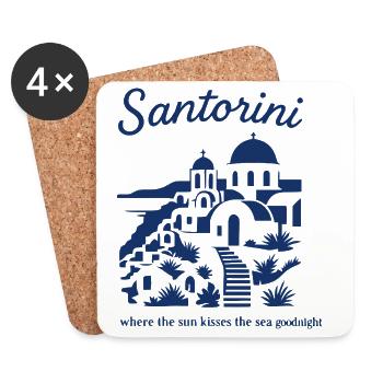 Santorini Sonnenuntergänge Berglandschaft Design - Untersetzer (4er-Set) - Weiß - Vorne