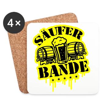 Säufer Bande Bier - Untersetzer (4er-Set) - Weiß - Vorne